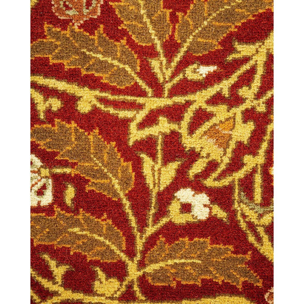 Handmade Red and Orange Wool Oriental 5' x 8' Area Rug