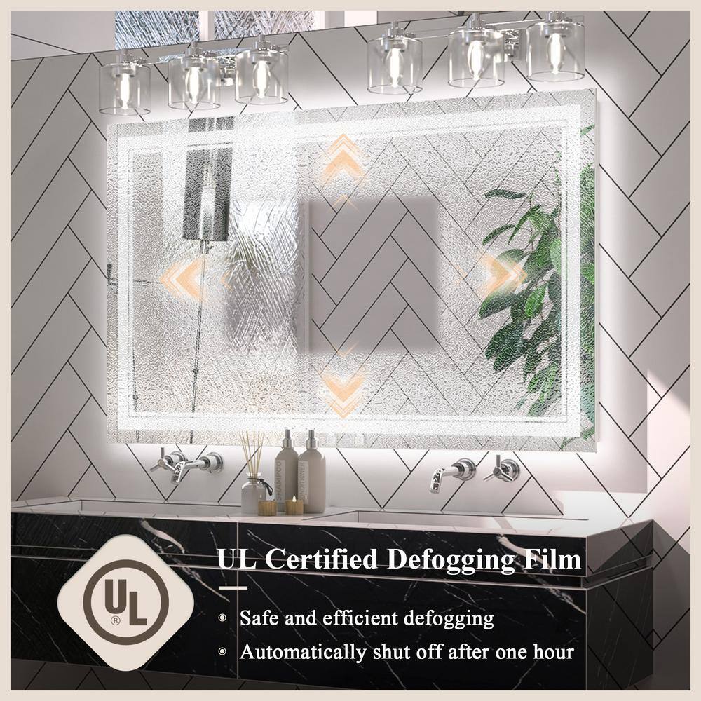 Large Silver Frameless LED Light Bathroom Vanity Mirror