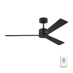 Rozzen 52 in. Indoor/Outdoor Midnight Black Ceiling Fan with Handheld Remote Control and Reversible Motor