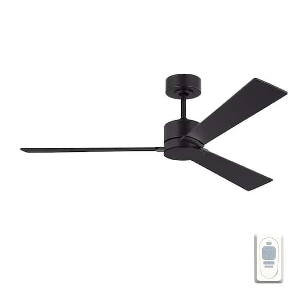 Generation Lighting Rozzen 52 in. Modern Midnight Black Ceiling Fan with Black Blades, DC Motor and Remote Control
