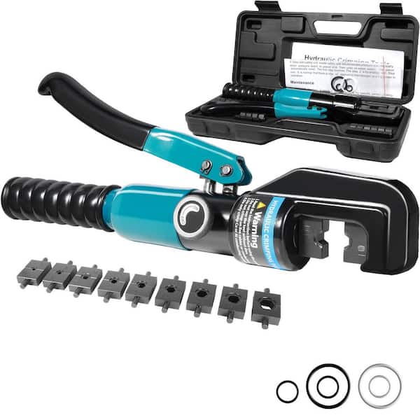12-2/0 AWG Wire, Cable Railing, Cable Lugs, Battery Cable, 10 Tons Hydraulic Crimping Wire Terminal Lug Tool with 9 Dies