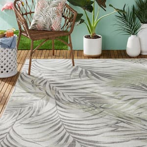 Malibu Palm Springs Ivory/Green 5 ft. x 7 ft. Indoor/Outdoor Area Rug