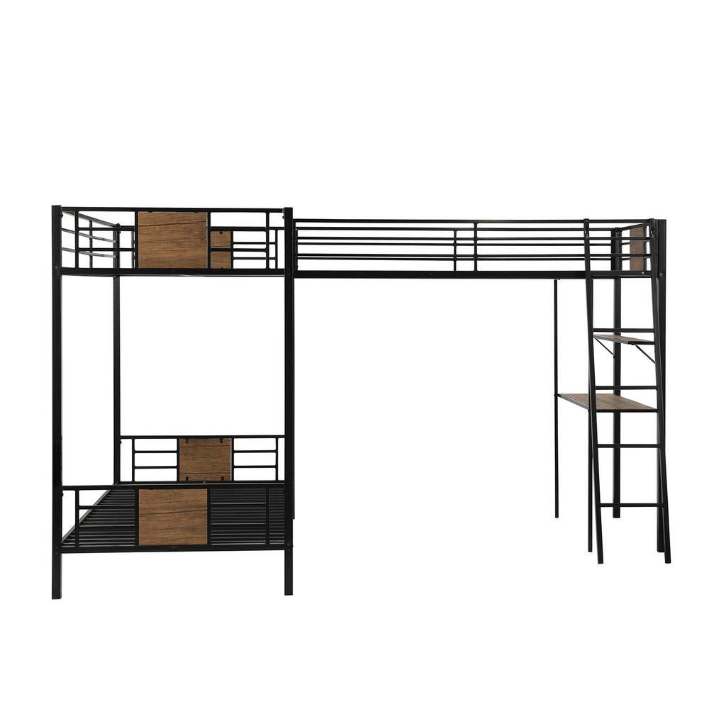 Kierra L-Shaped Twin Over Twin Bunk Bed with Desk and Shelf