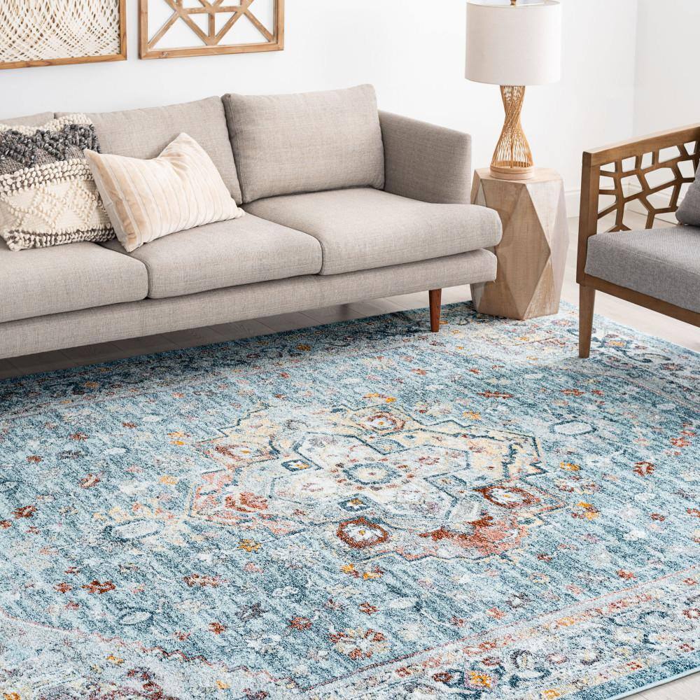 Veranda 5' x 7' Gray Blue Synthetic Rectangular Rug