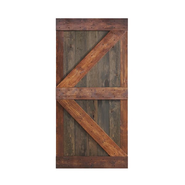 COAST SEQUOIA INC K Series 42 in. x 84 in. Aged Barrel/Dark Walnut Knotty Pine Wood Barn Door Slab