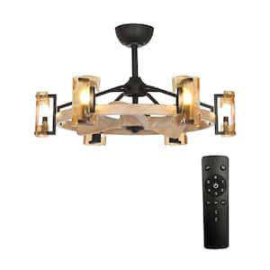 Ellmann 34 in. Indoor Wood Brown Bladeless Ceiling Fan with Remote Control and Light Kit