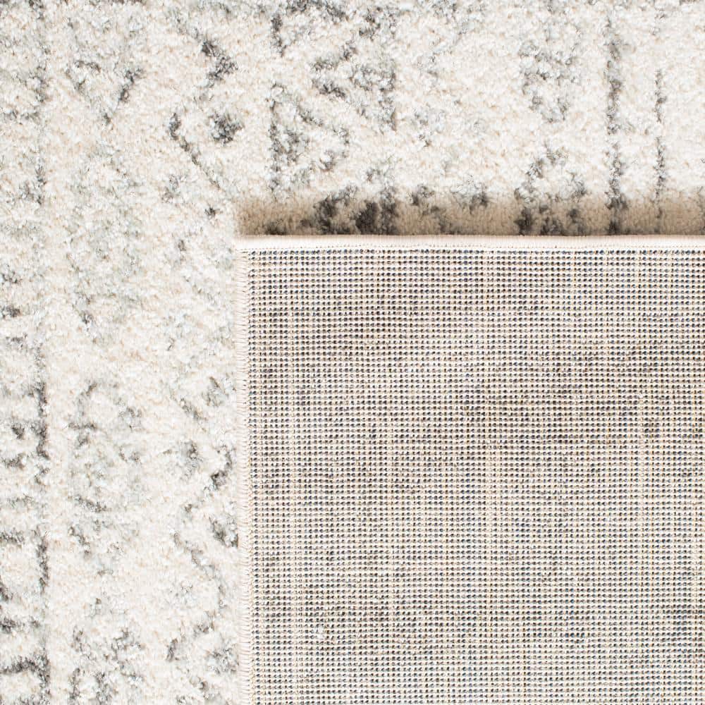 Ivory and Gray Rectangular Synthetic Area Rug