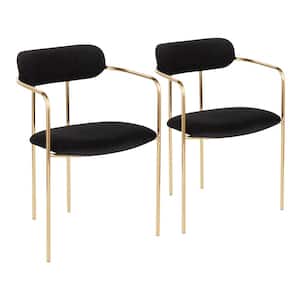 Demi Gold and Black Velvet Dining Chair (Set of 2)