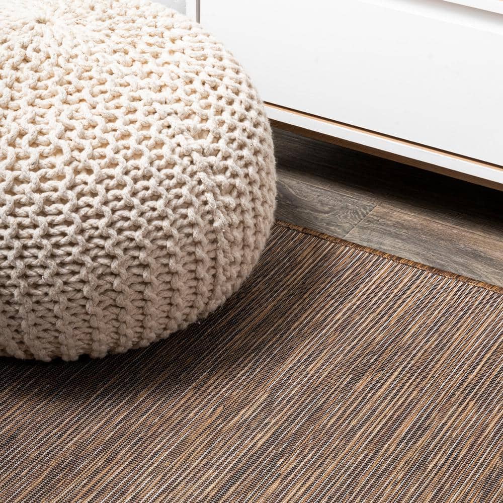 Modern Flatweave Solid Brown Synthetic Area Rug - Easy Care