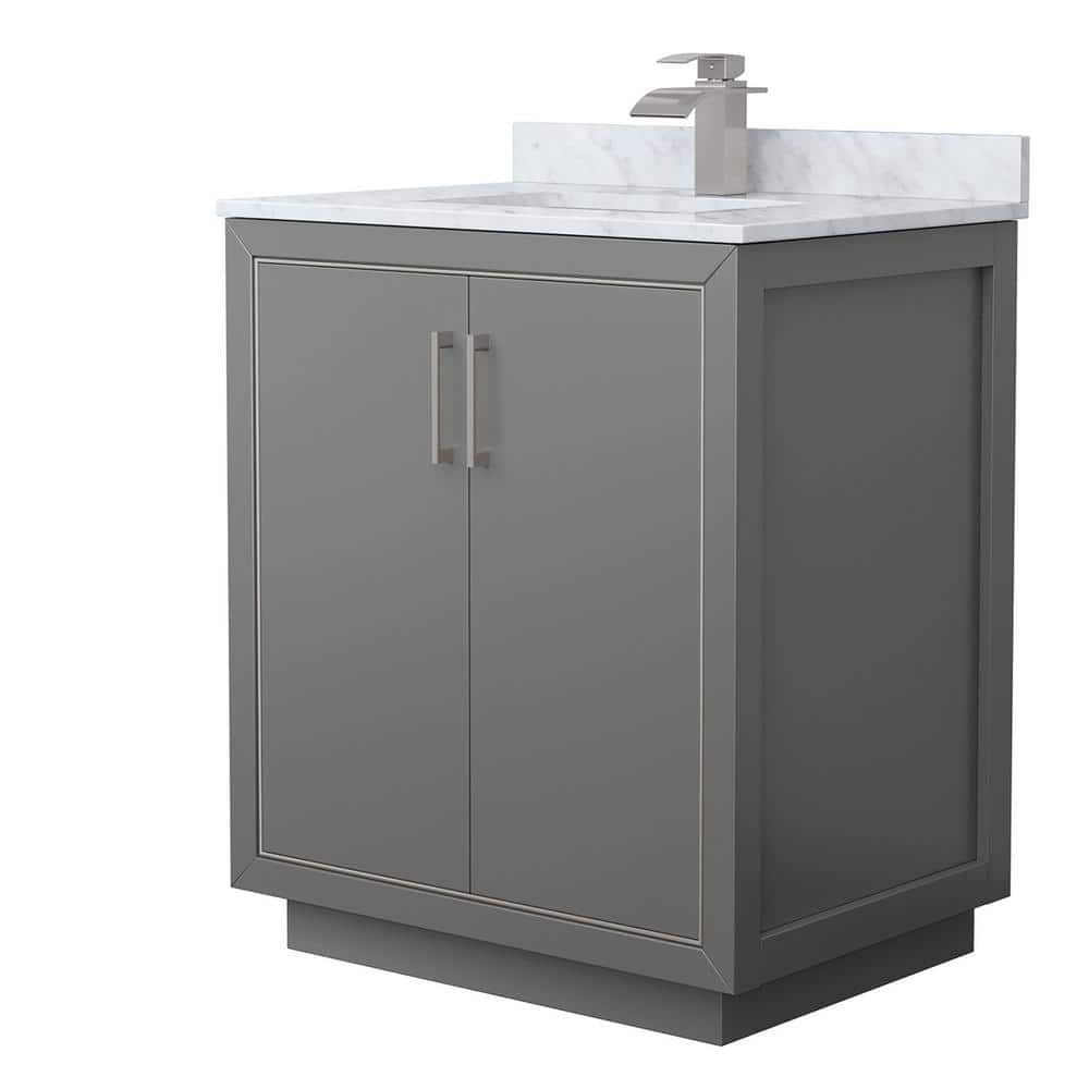 Icon 30 in. W x 22 in. D x 35 in. H Single Bath Vanity in Dark Gray with White Carrara Marble Top price history on PriceWatchPro