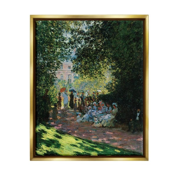 The Stupell Home Decor Collection Parisians In Parc Classical Painting Style by Marcus Jules Floater Frame People Wall Art Print 21 in. x 17 in.