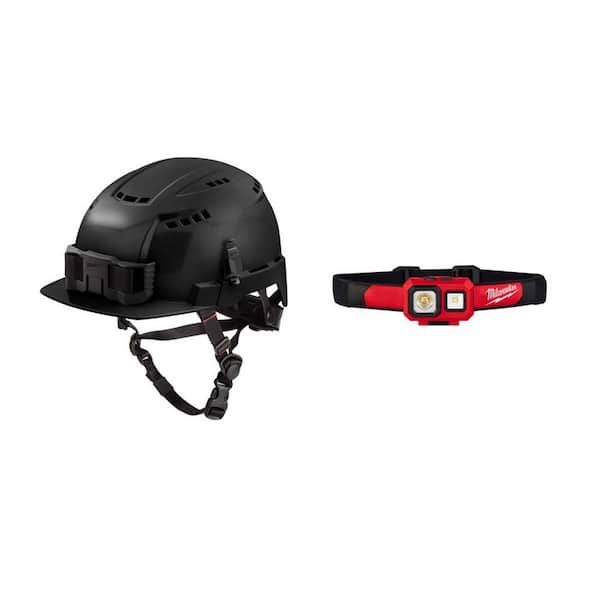 Milwaukee BOLT Black Type 2 Class C Front Brim Vented Safety Helmet w/450 Lumens LED Spot/Flood Headlamp