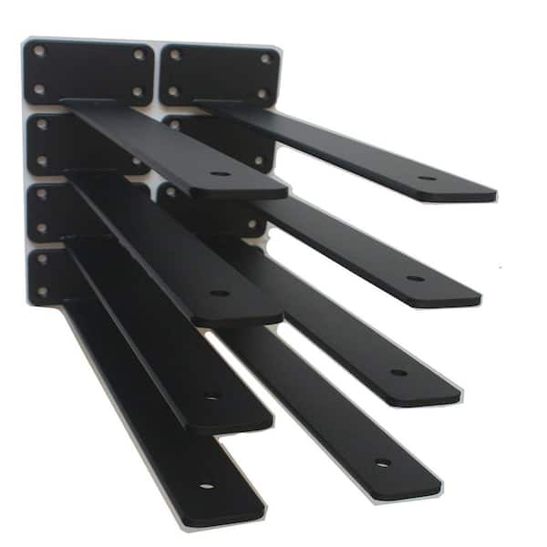8-Pack 12 in. L Black Iron Shelf Bracket, Floating Shelf Brackets, Rustic Industrial Metal Brackets for Shelf Support