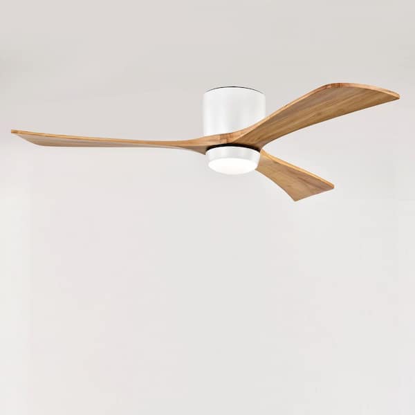 FIRHOT 52 in. Smart White Indoor Noiseless Reversible DC Motor Flush Mount Ceiling Fan with Remote and 3-Color Temperature