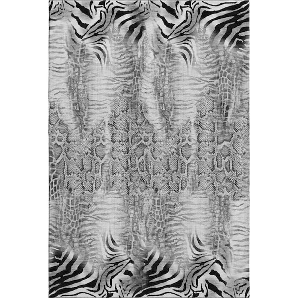 Mayfield Premium Machine Washable Abstract AMF2276 Gray 10 ft. x 14 ft. Area Rug