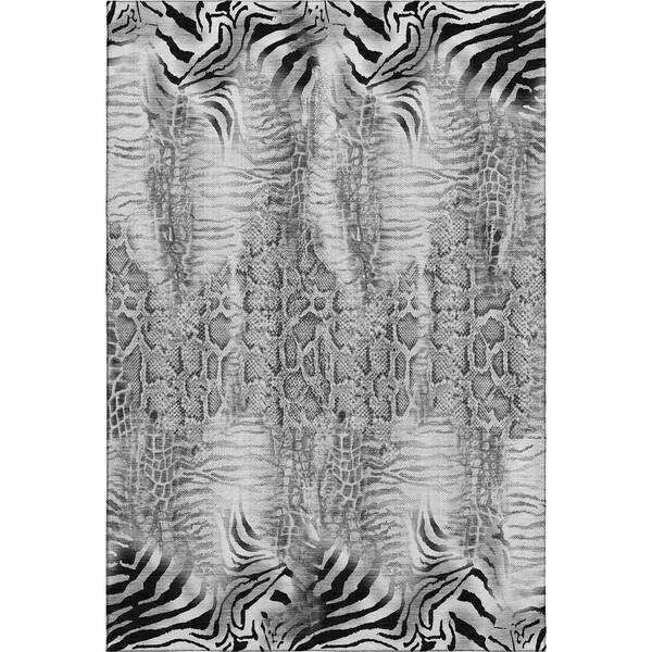 Mayfield Premium Machine Washable Abstract AMF2276 Gray 5 ft. x 7 ft. 6 in. Area Rug