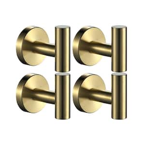 Bathroom Robe Hook and Towel Hook Wall Mounted Stainless Steel in Gold (4-Pack)