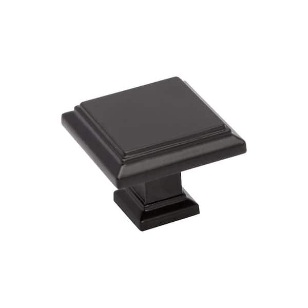 1-Pack Dover 1.26 in. (32mm) Modern Decorative Matt Black Cabinet Square Pull Knobs for Cabinets and Drawers