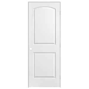 30 in. x 80 in. Roman 2-Panel Round Top Left-Handed Hollow-Core Smooth Primed Composite Single Prehung Interior Door