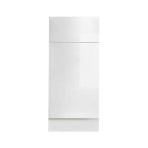 Valencia Assembled 9-in. W x 24-in. D x 34.5-in. H in Gloss White Plywood Assembled Base Kitchen Cabinet