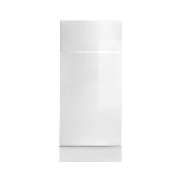 LIFEART CABINETRY Valencia Assembled 12 in. W x 24 in. D x 34.5 in. H in Gloss White Plywood Assembled Base Kitchen Cabinet