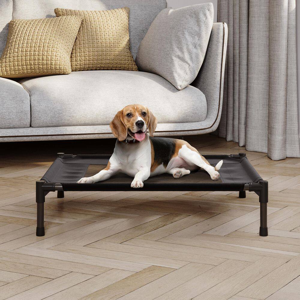 Medium Black Elevated Waterproof Outdoor Dog Bed