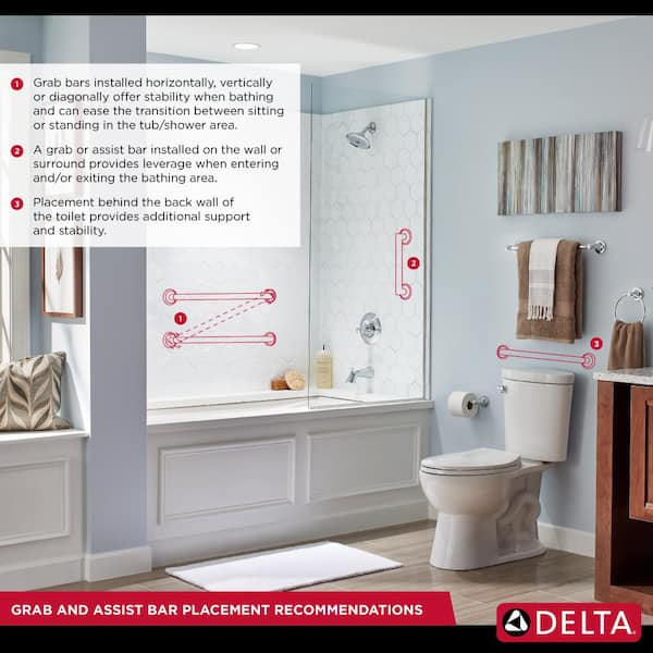 Delta Contemporary 24-in Polished Chrome Wall Mount (ADA Compliant) Grab Bar