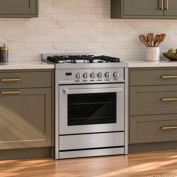 24 in. Nebula Collection 2.7 cu. ft. Gas Range, 4 Burners, Rapid Convection Oven, Cast Iron Grates in Stainless Steel