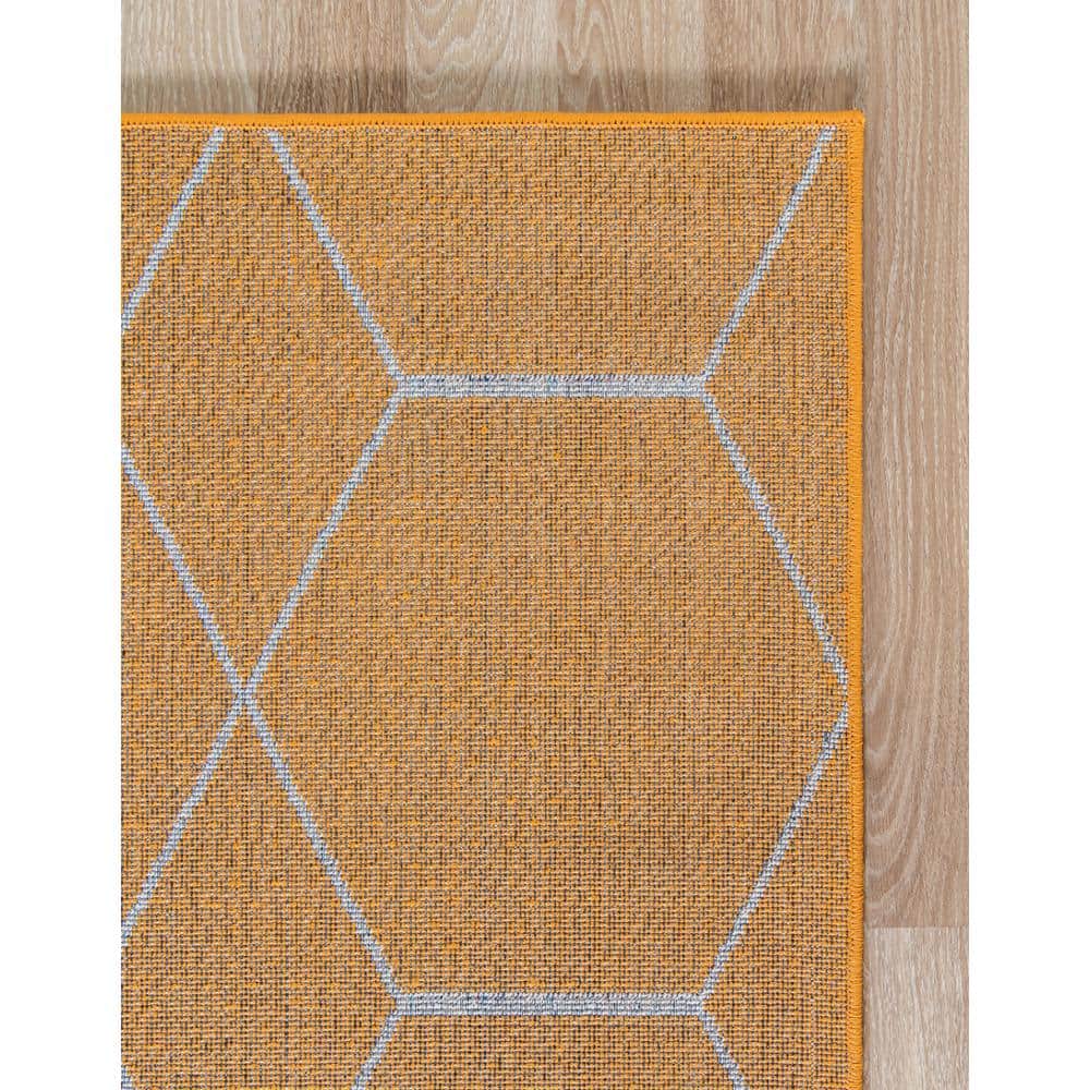 Trellis Frieze Orange Synthetic 3'3" x 5'3" Rectangular Rug