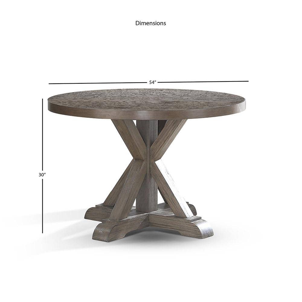 48" Contemporary Transitional Round Dining Table in Washed Gray