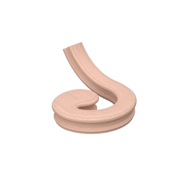 EVERMARK Stair Parts 7730 Unfinished Red Oak Left-Hand Volute Handrail Fitting