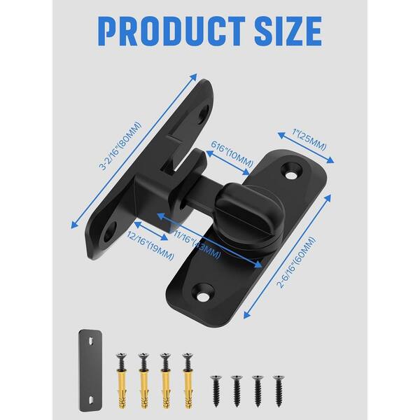 90/180 Degree Sliding Barn Door Lock – Heavy Duty Zinc Alloy Flip Latch For Security On Garden, Bathroom, Garage, Cabinets