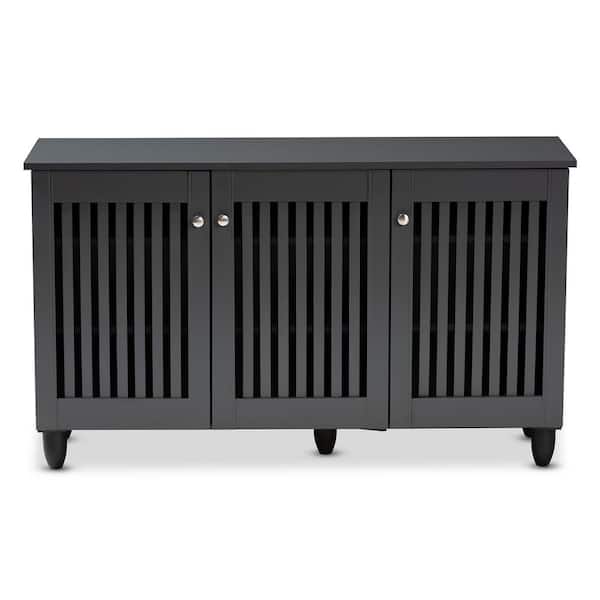 26.3 in. H x 44.5 in. W Gray Wood Shoe Storage Cabinet