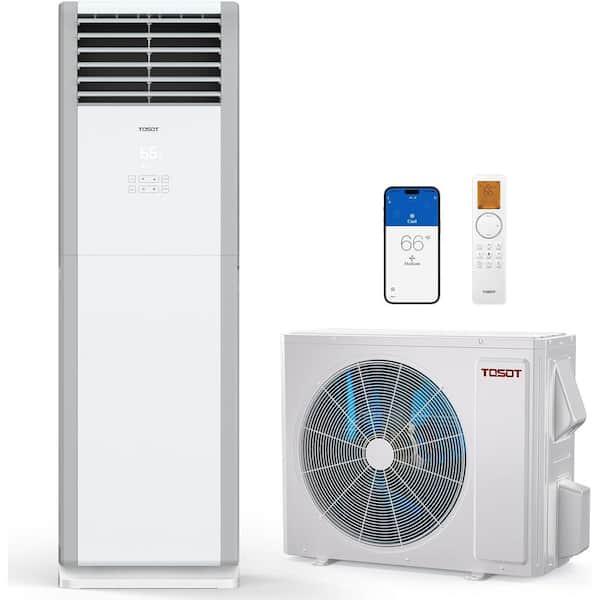 36K BTU Floor Standing Split Air Conditioner, 230V High-Efficiency Cooling&Heating, WiFi, Quiet Operation, Energy-Saving