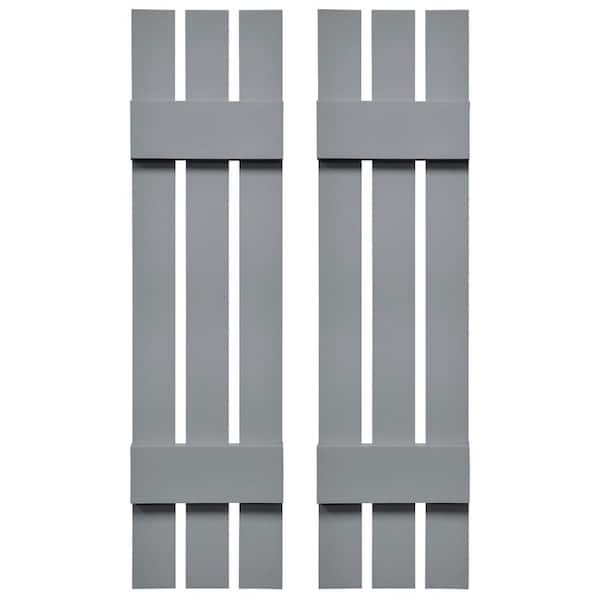 Ekena Millwork TailorMade 12 in. W x 33 in. H Vinyl Board and Batten Shutters Pair in Platinum