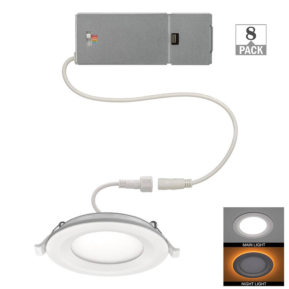 4 in. Canless Adjustable CCT Integrated LED Recessed Light Trim Night Light