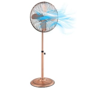 16 in. 3 Fan speeds Pedestal Fan in Copper, Adjustable Height, Wide Oscillation and Tilt Durable and Sturdy Construction