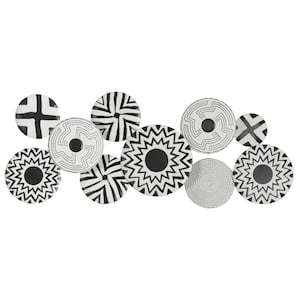 50 in. x  19 in. Metal Black Plate Wall Decor with Black Patterns