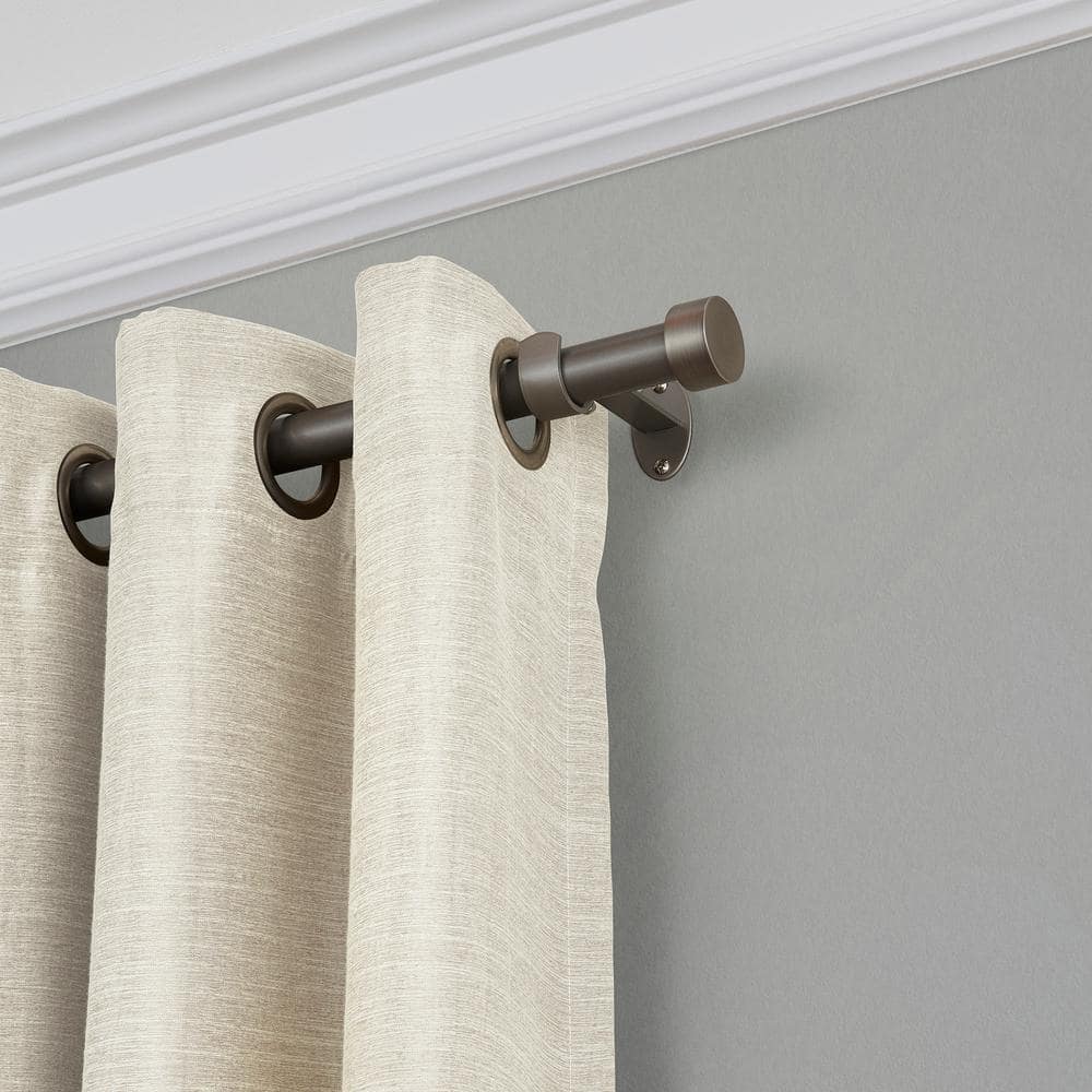 Antique Pewter Adjustable Curtain Rod with Cap Finials, 48"-86"