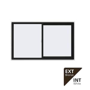 60 in. x 36 in. V-2500 Series Bronze Exterior/White Interior FiniShield Vinyl Right-Handed Sliding Window w/Mesh Screen