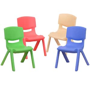 4-Pack Assorted Colors Plastic Stackable School Chairs with 10.5 in. Seat Height