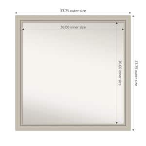 Romano Silver Narrow 33.75 in. x 33.75 in. Custom Non-Beveled Wood Framed Bathroom Vanity Wall Mirror