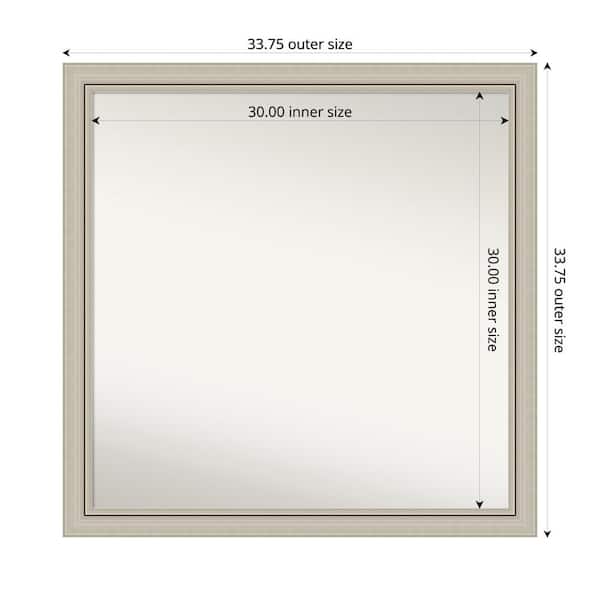 Romano Silver Narrow 33.75 in. x 33.75 in. Custom Non-Beveled Wood Framed Bathroom Vanity Wall Mirror