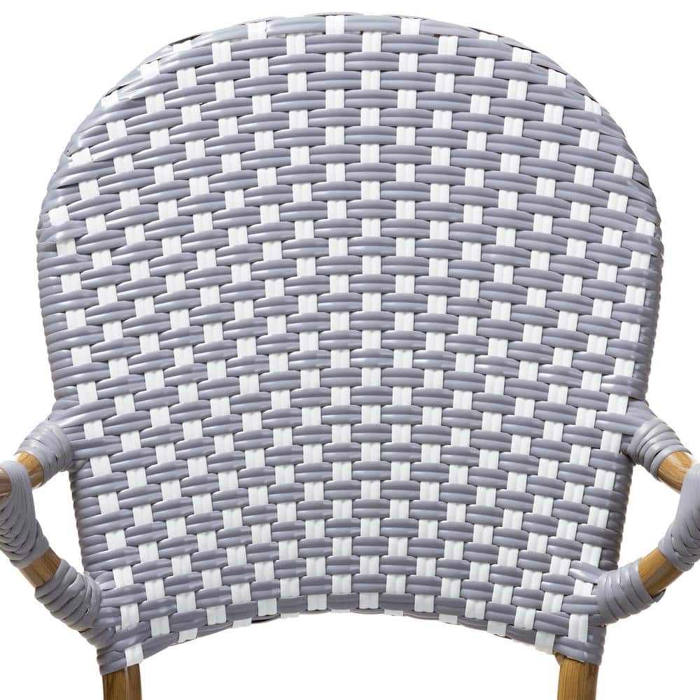 Seva Beige and Grey Bamboo-Style Aluminum Dining Chair