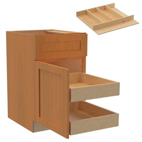 Home Decorators Collection Newport 21 in. W x 24 in. D x 34.5 in. H Assembled Plywood Base Kitchen Cabinet in Cinnamon with 2ROT Utility LH