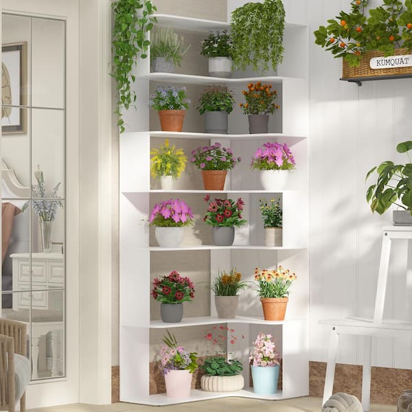 FUFU&GAGA L Shaped 7-Tier Plant Stand Flower Rack