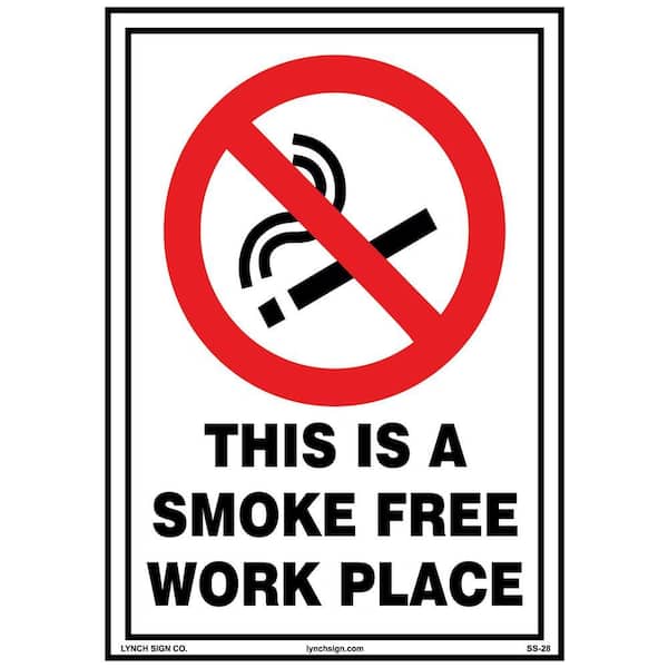 7 in. x 10 in. Smoke Free Workplace Sign Printed on More Durable Longer-Lasting Thicker Styrene Plastic.