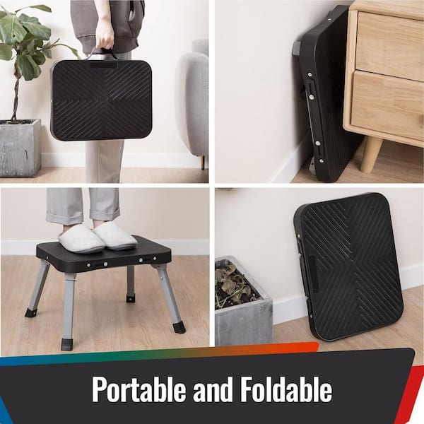 11 Folding Step Stool Non-Slip 16 x 12 Large Platform Portable