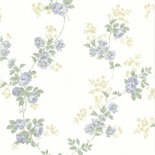 Brewster 56.4 sq. ft. Falk Blue Rose Trail Wallpaper