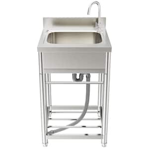 22 in. Free Standing Commercial Restaurant Kitchen Sink, Utility Sink with Workbench and Storage Shelve